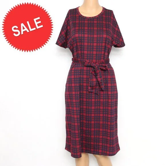 LuLaRoe | Dresses | New Lularoe Maroon Black Plaid Casual Midi Dress S |  Poshmark